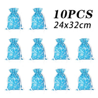 10Pcs Christmas Drawstring Gift Bag Party Children Kid Candy Gift Bag Aluminum Foil Box Happy New Year Xmas Eve 2025