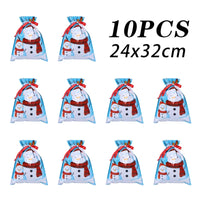 10Pcs Christmas Drawstring Gift Bag Party Children Kid Candy Gift Bag Aluminum Foil Box Happy New Year Xmas Eve 2025