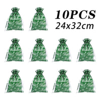 10Pcs Christmas Drawstring Gift Bag Party Children Kid Candy Gift Bag Aluminum Foil Box Happy New Year Xmas Eve 2025