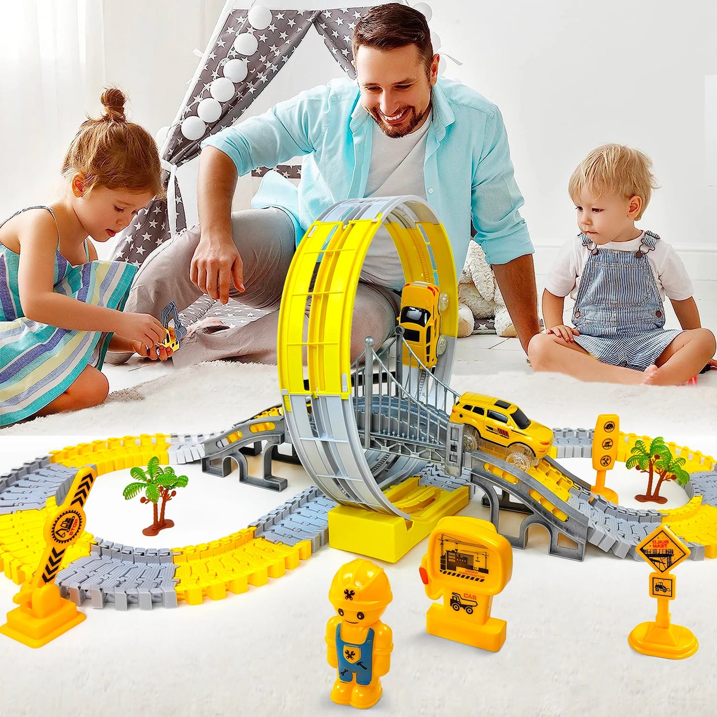 Track Car Train Toys Children Electric Track Toy Car Engineering Car Kids Educational Toys for Children Birthday Gift